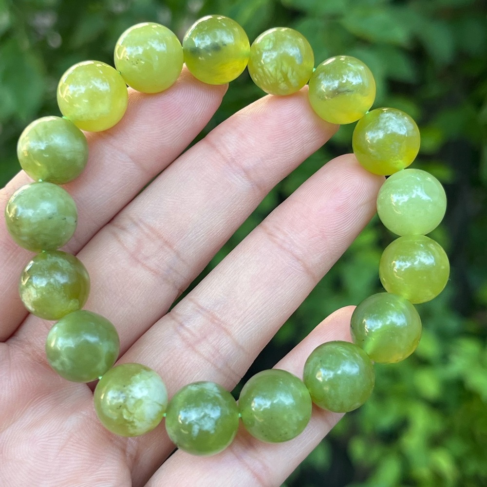 12mm stretchable green Xiuyan jade bracelet‎